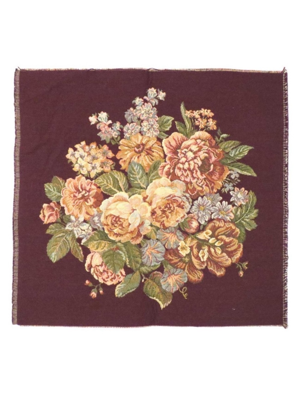 Tapestry - Italian - Floral w/Burgundy Background